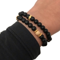 Armband Iced Jaspis Zwart Vermeil goud