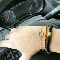 Armband Iced Jaspis Zwart Vermeil goud