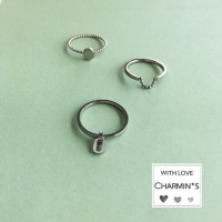 Ring Dangling oval Shiny Steel R706