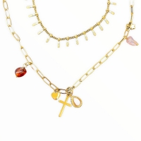 Ketting set goud steel cross stones- By Jam