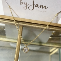 Ketting hartje strass goud steel- By Jam