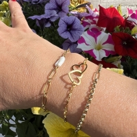 Armband met dubbel hart goud steel