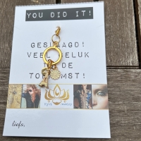 Sleutelhanger cadeau Geslaagd - You did it -goud