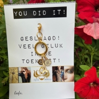 Sleutelhanger cadeau Geslaagd - You did it -goud