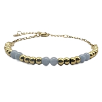 Armband goud lichtblauwe edelsteen Angeliet