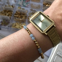 Armband goud lichtblauwe edelsteen Angeliet
