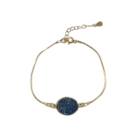 Armband Druzy agaat blauw 24k goud vermeil