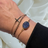 Armband Druzy agaat blauw 24k goud vermeil