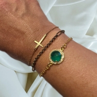 Armband Groene Onyx zirkonia 24k goud vermeil