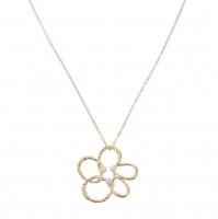 Ketting bloem met pareltjes -goud steel- By Jam