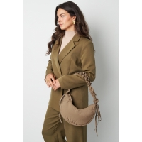 Khaki crossbody tas met ruffles