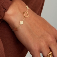Armband met Klavertjes- goud steel