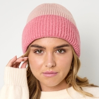 Beanie Roze en donkerroze rand
