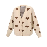 Vest Khaki met bruine hartjes