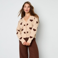 Vest Khaki met bruine hartjes