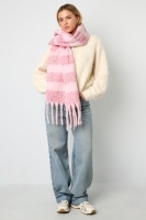 Sjaal Roze met Horizontale Strepen