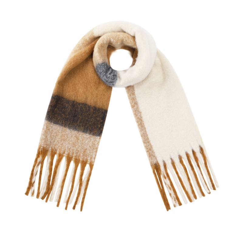 Sjaal met blokken beige -bruin