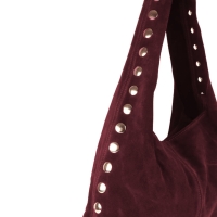 Schoudertas suède leer met studs -Burgundy