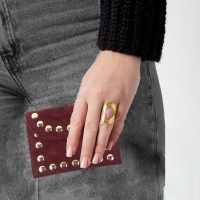 Portemonnee suède leer met studs -Burgundy