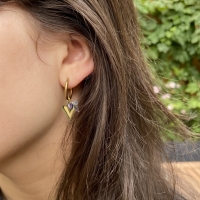 Oorringen Hart met labradoriet kraaltjes-goud - By Jam