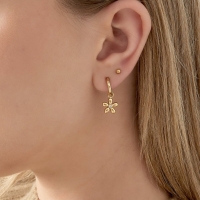 Oorringen Bloemetje met Strass Goud
