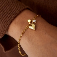 Bedelarmband Adore - hart- goud steel