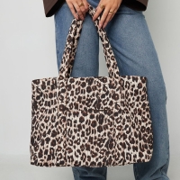 Tas Shopper met Luipaard Print - beige bruin