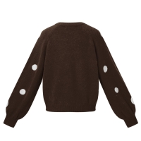 Gebreide Trui in Bruin met witte stippen