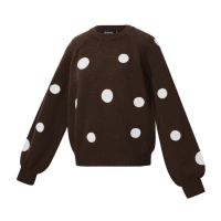Gebreide Trui in Bruin met witte stippen