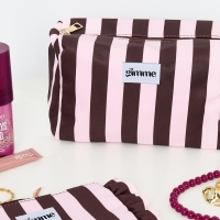 Make-up Tas Bruin Roze strepen