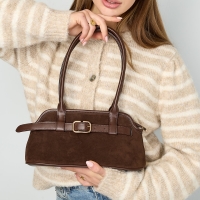Mini handtas bruin suede met Gesp