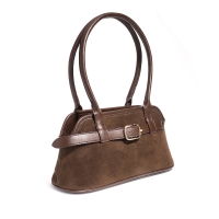 Mini handtas bruin suede met Gesp