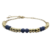 Armband goud blauwe edelsteen Jade
