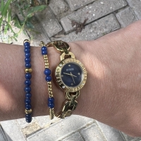 Armband goud blauwe edelsteen Jade