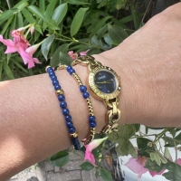 Armband goud blauwe edelsteen Jade